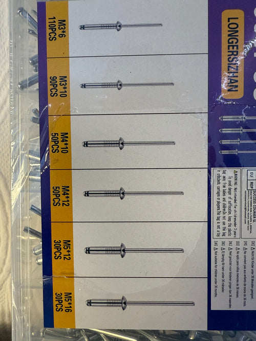 360pc Pop Rivet Assortment – 6 Sizes