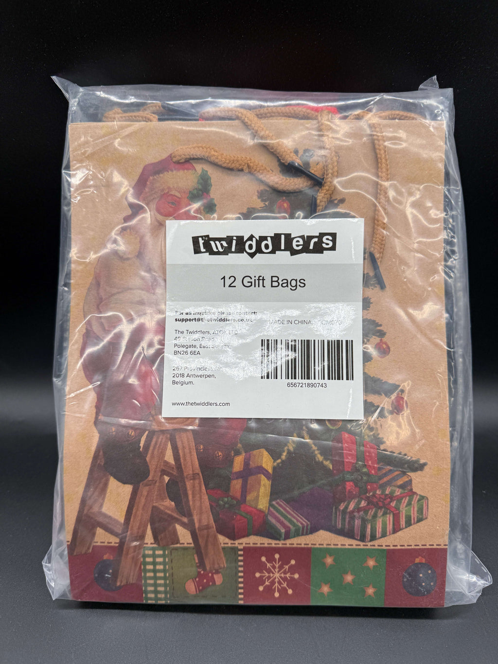 🎄 Christmas Gift Bags – 12 Pack | 12 Different Designs | Mixed Sizes 🎁