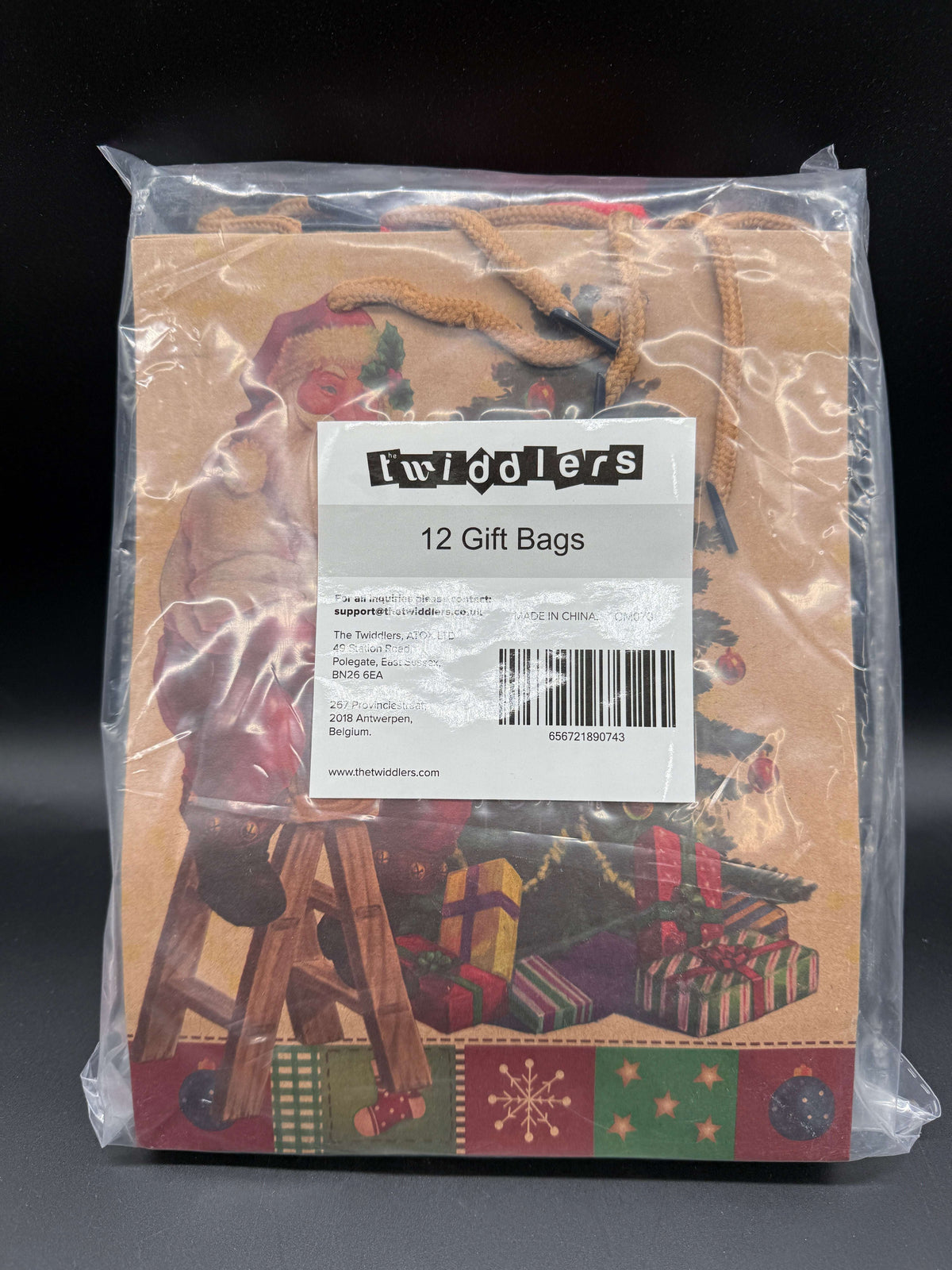 🎄 Christmas Gift Bags – 12 Pack | 12 Different Designs | Mixed Sizes 🎁