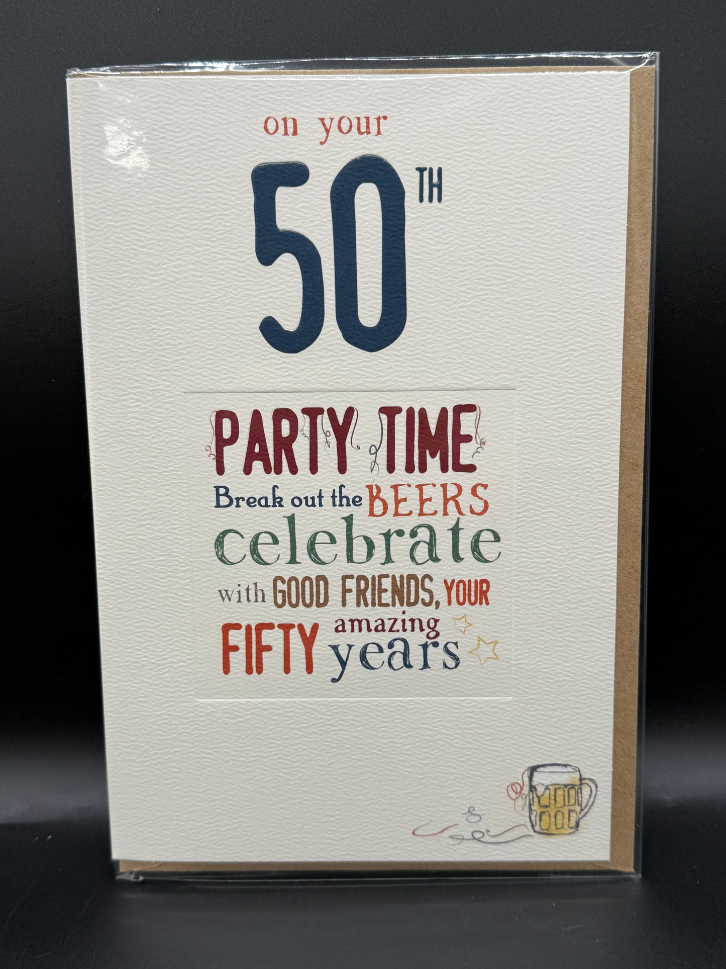 50th birthday card - Brown