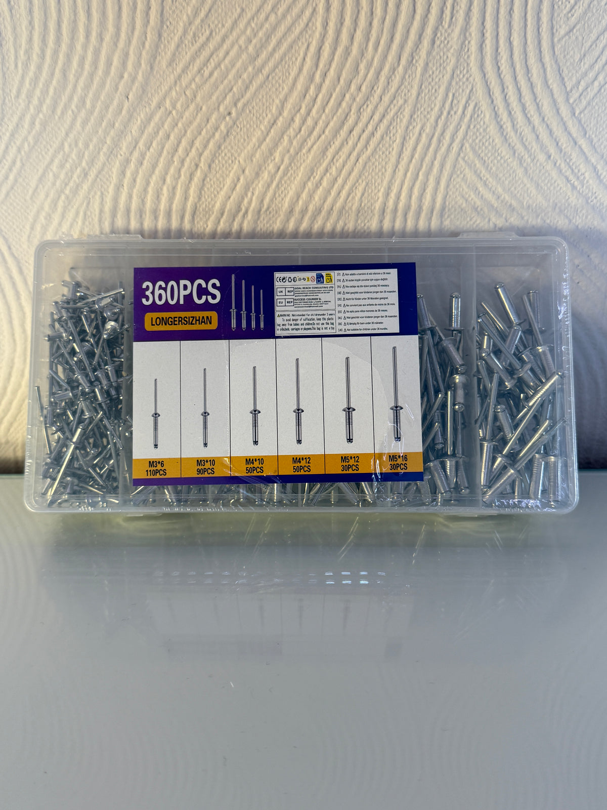 360pc Pop Rivet Assortment – 6 Sizes