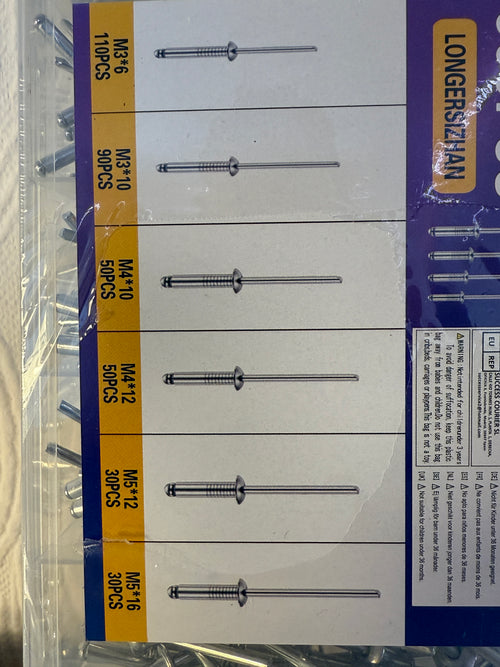 360pc Pop Rivet Assortment – 6 Sizes