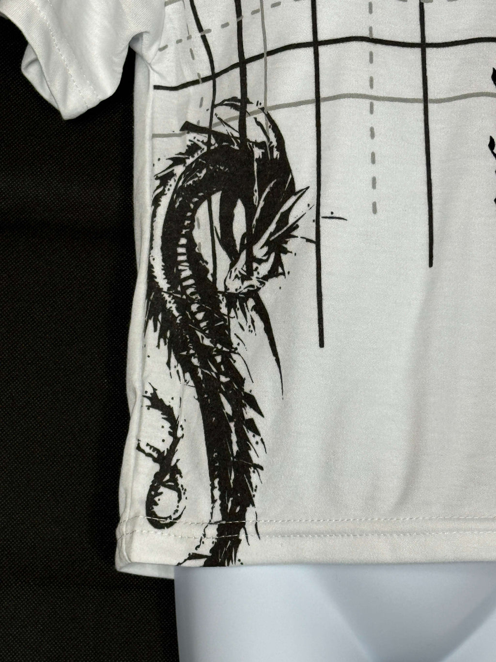 🐉 Kids' White Dragon T-Shirt – Gothic Print Design