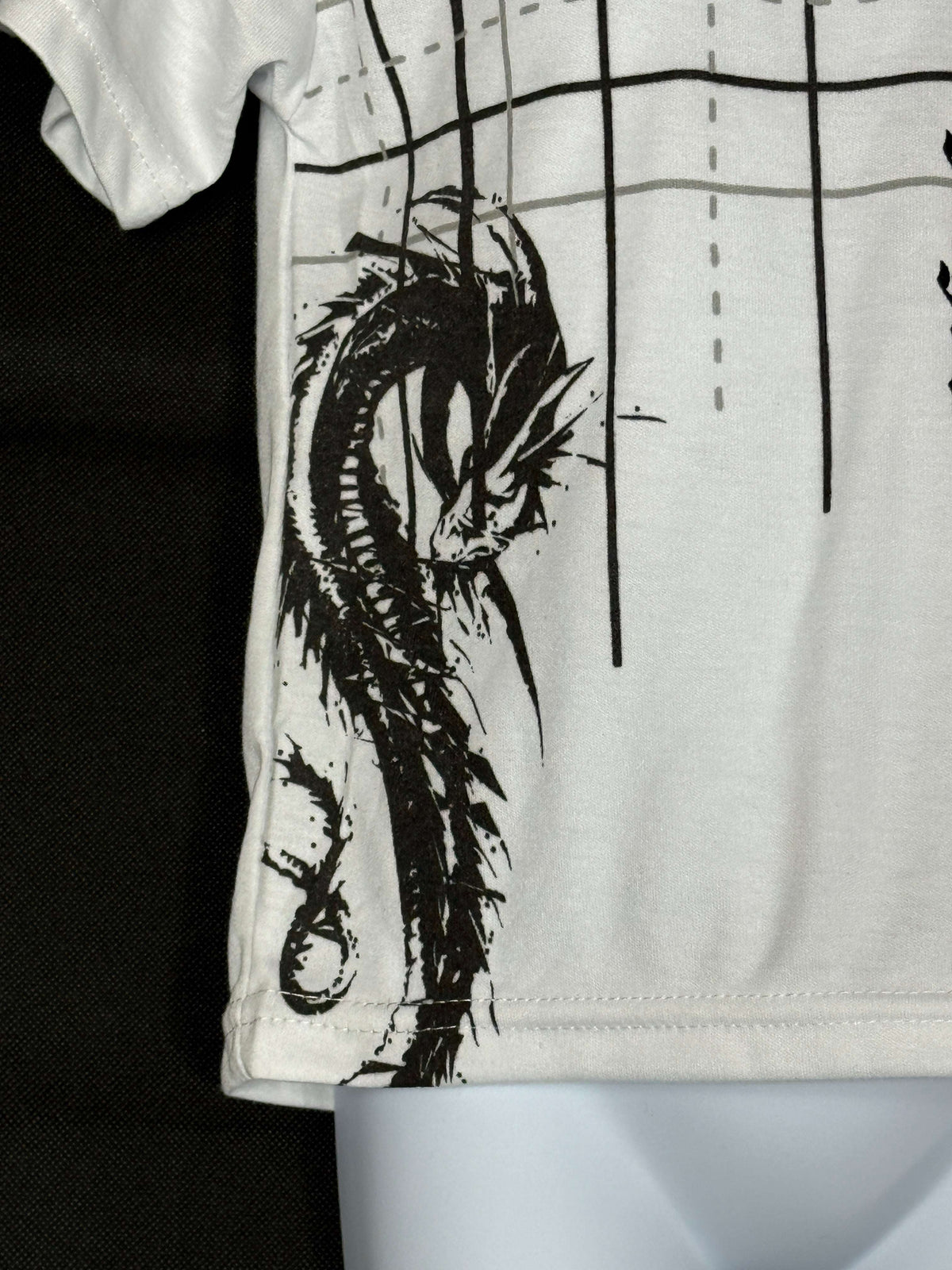 🐉 Kids' White Dragon T-Shirt – Gothic Print Design