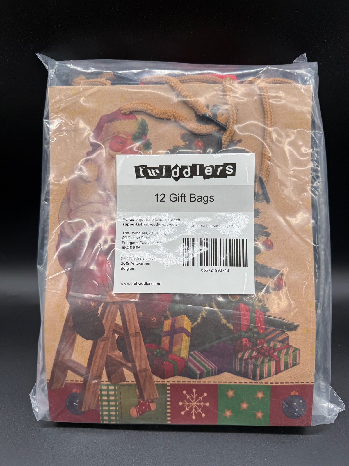 🎄 Christmas Gift Bags – 12 Pack | 12 Different Designs | Mixed Sizes 🎁