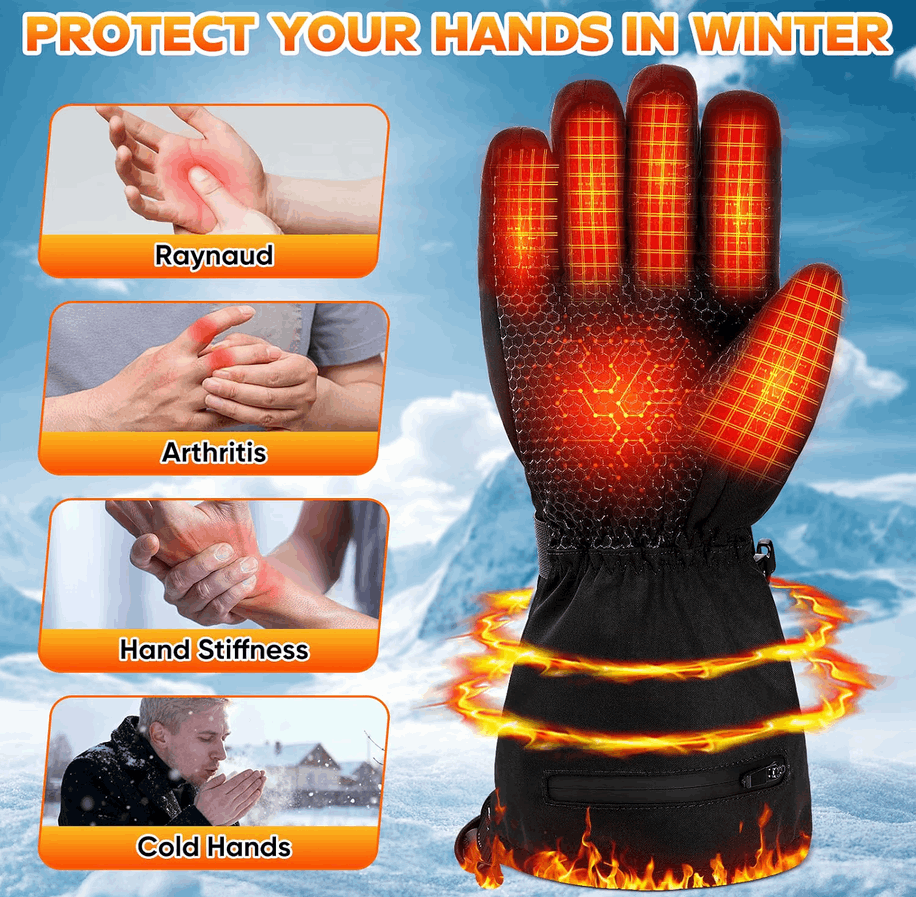 Multper Heated Gloves Rechargeable Winter Ski Cycling Waterproof XL 3000mAh
