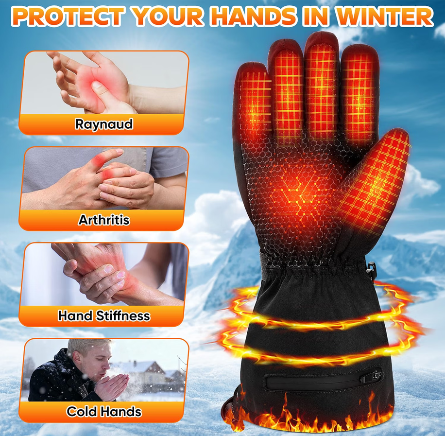 Multper Heated Gloves Rechargeable Winter Ski Cycling Waterproof XL 3000mAh